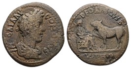 Mysia, Parium. Commodus, 177-192 AD. AE. 6.59 g. 23.30 mm.
Obv: IMP CAI M AV COMMODVS. Laureate-headed bust of Commodus, wearing cuirass and paludame...