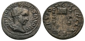 Pisidia, Antioch. Volusian, 251-253 AD. AE. 6.86 g. 23.90 mm.
Obv: IMP C VIR AP CALVSSIANO AVG. Radiate, draped and cuirassed bust of Volusian, right...