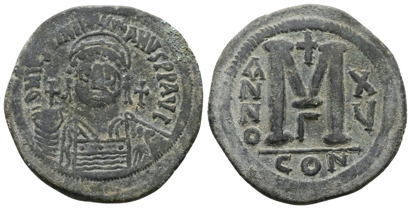 Justinian I, 527-565 AD. AE, Follis. 3rd officina. Dated RY 15 (541/42). 22.90 g...