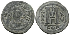 Justinian I, 527-565 AD. AE, Follis. 3rd officina. Dated RY 15 (541/42). 22.90 g. 37.76 mm. Constantinople.
Obv: DN I[V]STINIANVS PP AVG. Frontal bus...