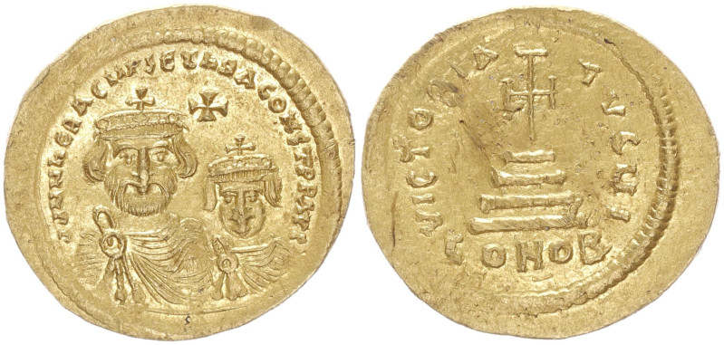 Heraclius and Heraclius Constantine, 610-641 AD. AV, Solidus. 4.46 g. 22.10 mm. ...