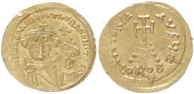 Heraclius and Heraclius Constantine, 610-641 AD. AV, Solidus. 4.48 g. 21.06 mm. Constantinople. 
Obv: dd NN hERACLIUS ET hERA CONST PP AVG. Facing bus...