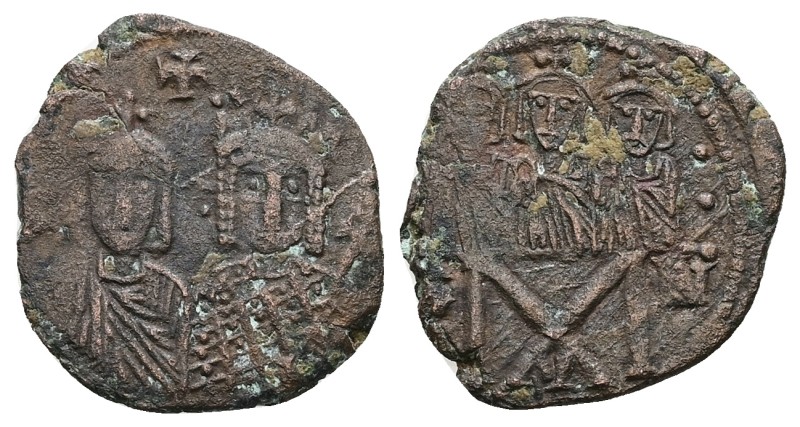 Constantine VI and Irene, 780-797 AD. AE, Follis. 2.94 g. 21.65 mm. Constantinop...