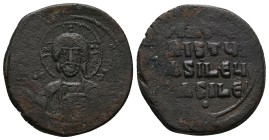 Anonymous Follis, Class A2. Basil II and Constantine VIII, 976-1025 AD. AE, Follis. 14.82 g. 30 mm. Constantinopolis.
Obv: [+ЄMMANOЧHΛ]. Nimbate bust...