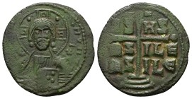 Anonymous Follis, Class B. Romanus III, 1028-1034 AD. AE, Follis. 8.26 g. 28.50 mm.
Obv: [+ EMMA] NOVHΛ / [IC] XC.
Bust of Christ facing, holding bo...