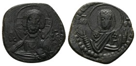 Anonymous Follis, Class G. Romanus IV, 1068-1071 AD. 6.16 g. 24.88 mm. Constantinople.
Obv: IC XC to left and right of bust of Christ, nimbate, facin...