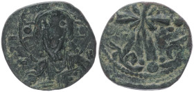 Anonymous Follis, Class G. Romanus IV, 1068-1071 AD. 2.71 g. 19.90 mm. Constantinople.
Obv: [IC] X[C] to left and right of bust of Christ, nimbate, fa...