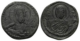 Anonymous Follis, Class G. Romanus IV, 1068-1071 AD. 5.49 g 25.66 mm. Constantinople.
Obv: [IC] XC to left and right of bust of Christ, nimbate, faci...