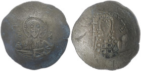 John II (?), 1118-1143 AD. Billon trachy. 2.75 g. 28.35 mm. Constantinople. 
Obv: [I]C X[C] to left and right of Christ, nimbate, bust facing, holding...