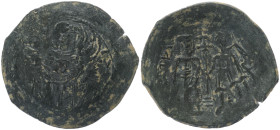 Latin Rulers of Constantinople. 1204-1261AD. AE, Trachy. 3.30 g. 28.81 mm. Constantinople.
Obv: The Virgin Mary standing facing, orans, with Christ me...