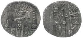 Italy. RANIERI ZENO (?), 1253-1268 AD. AR, Grosso. 1.22 g. 16.57 mm. Venice.
Obv: St. Mark, on the right, standing facing, holding book of Gospels in ...