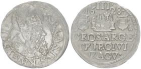 Croatia, Republic of Ragusa. AR, 3Grosetti. 1.86 g. 21.70 mm. Ragusa, 1628.
Obv: S BLASIVS RAGVSI. Head of St. Blase to the right. Lettering around.
T...