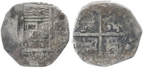 Spain, 4 reales. 13.40 g. 28.24 mm.
Obverse: Crowned arms
Reverse: Cross with castles and lions in angles, in octolobe. Legend with date around.
Fine.