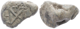 PB Byzantine conical seal (5th-6th century AD)
Obv: Block monogram.
Rev: Blank, domed.
Weight: 2.66 g.
Diameter: 14.14 mm.