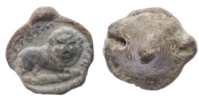 PB Asia Minor. Roman provincial conical seal (1st-3th century AD)
Obv: Lion standing r., head facing. Traces of inscription.
Rev: Blank, domed.
Unpubl...