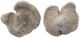PB Asia Minor. Roman provincial conical seal of Arginous (1st-3th century AD).
Obv: Bust of Athena, r.; wearing crested helmet. ΑPΓΙΝΟΥС.
Rev: Blank, ...