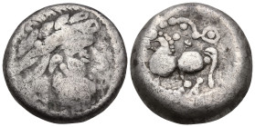EASTERN CELTS. Imitations of Philip II of Macedon, 2nd-1st centuries BC. Tetradrachm (Silver, 21 mm, 11.65 g, 12 h), 'Baumreiter' type. Laureate head ...