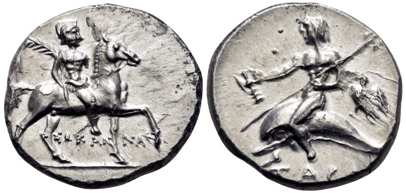 CALABRIA. Tarentum. Punic occupation, circa 212-209 BC. 1/2 Shekel (Silver, 20 m...