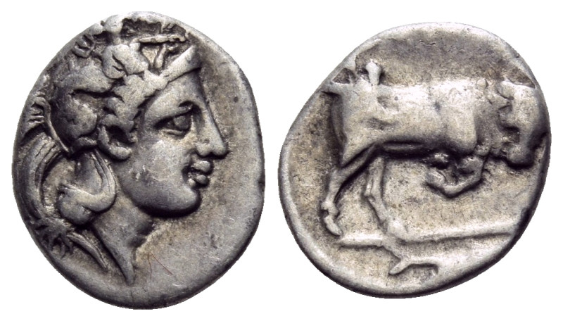 LUCANIA. Thourioi. Circa 325-300 BC. Diobol (Silver, 12 mm, 1.21 g, 11 h). Head ...