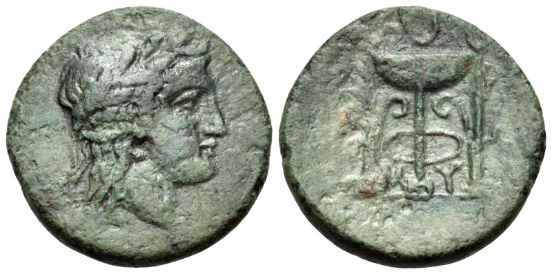 BRUTTIUM. Hyporon. Circa 300 BC. (Bronze, 19 mm, 4.51 g, 12 h). Laureate head of...