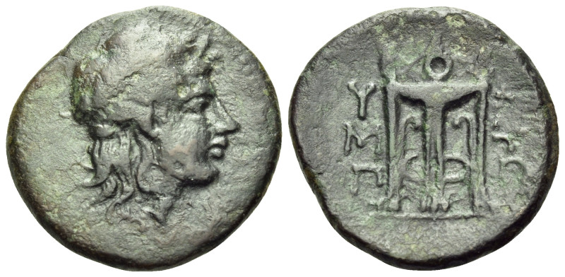 BRUTTIUM. Hyporon. Circa 300 BC. (Bronze, 20 mm, 4.46 g, 6 h). Laureate head of ...