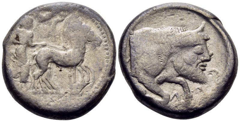 SICILY. Gela. Circa 480/75-475/70 BC. Tetradrachm (Silver, 25 mm, 17.30 g, 1 h)....