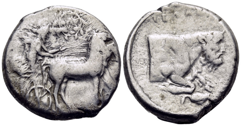 SICILY. Gela. Circa 430-425 BC. Tetradrachm (Silver, 26 mm, 17.22 g, 1 h). Chari...
