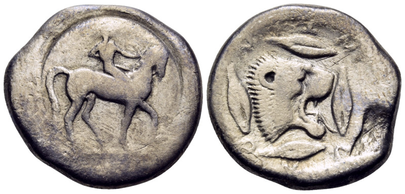 SICILY. Leontinoi. Circa 476-466 BC. Didrachm (Silver, 20 mm, 7.98 g, 11 h). Nud...