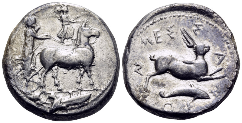 SICILY. Messana. 425-421 BC. Tetradrachm (Silver, 24.5 mm, 16.86 g, 12 h). The n...