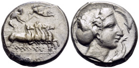 SICILY. Panormos (as Ziz). Circa 405-380 BC. Tetradrachm (Subaeratus, 25 mm, 16.66 g, 12 h), Contemporary forgery. Charioteer, holding kentron in left...