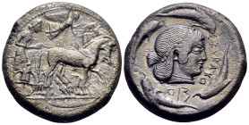 SICILY. Syracuse. Deinomenid Tyranny, 485-466 BC. Tetradrachm (Silver, 24 mm, 16.71 g, 4 h), under Hieron I, circa 480/78-475. Charioteer, holding ken...