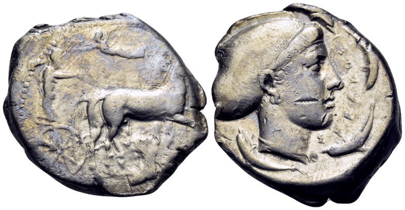 SICILY. Syracuse. Second Democracy, 466-405 BC. Tetradrachm (Silver, 29 mm, 17.1...