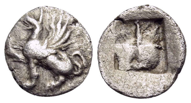 THRACE. Abdera. Circa 475-450 BC. Obol (Silver, 10 mm, 0.57 g). Forepart of a gr...