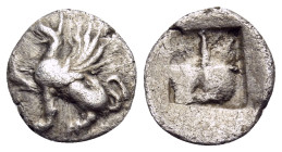 THRACE. Abdera. Circa 475-450 BC. Obol (Silver, 10 mm, 0.57 g). Forepart of a griffin to left, right paw raised. Rev. Quadripartite incuse square. May...