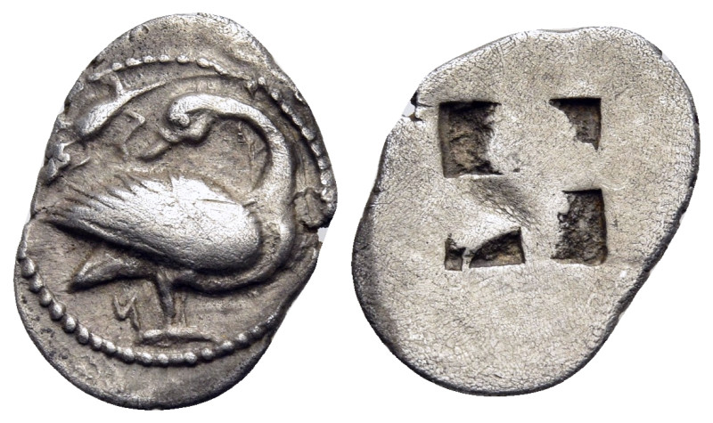 MACEDON. Eion. Circa 460-400 BC. Trihemiobol (Silver, 13 mm, 0.90 g). Goose stan...