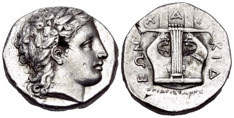 MACEDON, Chalkidian League. Olynthos. Circa 432-348 BC. Tetradrachm (Silver, 23....