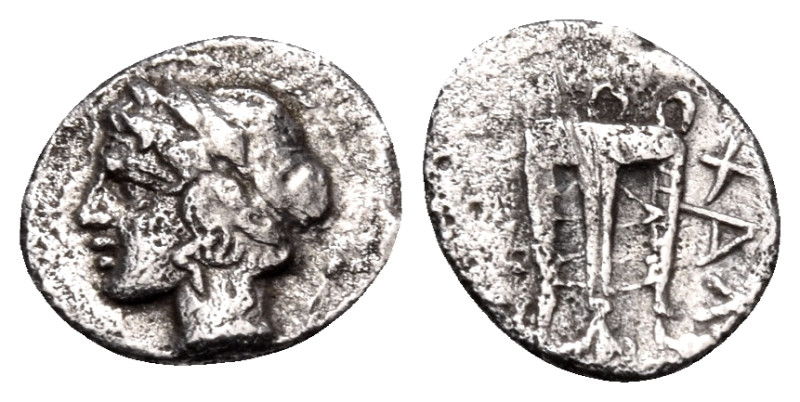 MACEDON, Chalkidian League. Olynthos. Circa 432-348 BC. Hemiobol (Silver, 8 mm, ...
