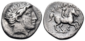 KINGS OF MACEDON. Philip II, 359-336 BC. 1/5 Tetradrachm (Silver, 14 mm, 2.44 g, 10 h), struck posthumously under under Polypercho, Amphipolis, circa ...