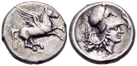ILLYRIA. Dyrrhachion. Circa 344-300 BC. Stater (Silver, 21 mm, 8.61 g, 5 h). Pegasos with straight wings, flying to right. Rev. Head of Athena to righ...