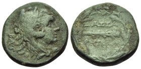 ILLYRIA. Lychnidos (?). The Dassaretes, 234-168 BC. (Bronze, 16.5 mm, 3.77 g, 7 h). Head of Herakles to right, wearing lion's skin headdress. Rev. ΔΑΣ...