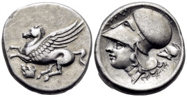 AKARNANIA. Argos Amphilochikon. Circa 340-300 BC. Stater (Silver, 21 mm, 8.47 g, 6 h). Pegasos flying left; below, head of a Molossian dog left. Rev. ...