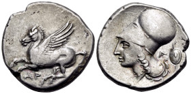 AKARNANIA. Argos Amphilochikon. Circa 330-280 BC. Stater (Silver, 21 mm, 8.36 g, 10 h). AP Pegasos flying left. Rev. Head of Athena to left, wearing C...