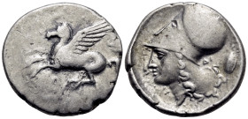 AKARNANIA. Argos Amphilochikon. Circa 330-280 BC. Stater (Silver, 22 mm, 8.66 g, 11 h). A Pegasos flying left. Rev. Head of Athena to left, wearing Co...