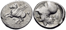 AKARNANIA. Argos Amphilochikon. Circa 330-280 BC. Stater (Silver, 22 mm, 8.26 g, 12 h). A Pegasos flying left. Rev. Head of Athena to left, wearing Co...