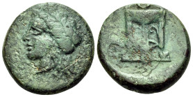 AKARNANIA. Medeion. Circa 350-300 BC. (Bronze, 18.5 mm, 5.69 g, 7 h). Laureate head of Apollo to left. Rev. ME Tripod. BCD Akarnania 340.1 var. ( head...