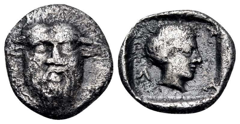 AKARNANIA. Stratos. Circa 425-380 BC. Diobol (Silver, 11 mm, 0.95 g, 3 h), proba...