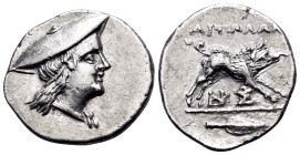 AITOLIA, Aitolian League. Circa 205-150 BC. Triobol (Silver, 16,5 mm, 2.53 g, 9 h), circa 170-160. Head of Aetolia to right, wearing kausia. Rev. AITΩ...