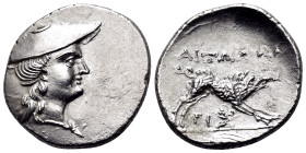 AITOLIA, Aitolian League. Circa 205-150 BC. Triobol (Silver, 16,5 mm, 2.53 g, 3 h), circa 170-160. Head of Aetolia to right, wearing kausia. Rev. AITΩ...