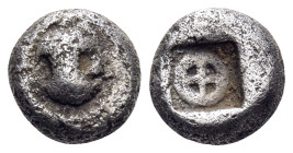 BOEOTIA. Thebes. Circa 480-460 BC. Obol (Silver, 7 mm, 0.94 g). Boeotian shield. Rev. Archaic Θ within incuse square. BCD Boiotia 355. HGC 4, 1356. Ra...