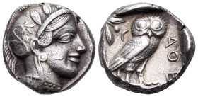 ATTICA. Athens. Circa 449-404 BC (Æ - Kroll 48-49 . Tetradrachm (Silver, 24 mm, 16.91 g, 11 h), circa 440s BC. Head of Athena to right, wearing creste...